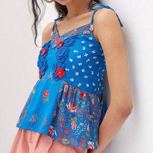 Anthropologie Nikasha Floral Crochet Babydoll Tank